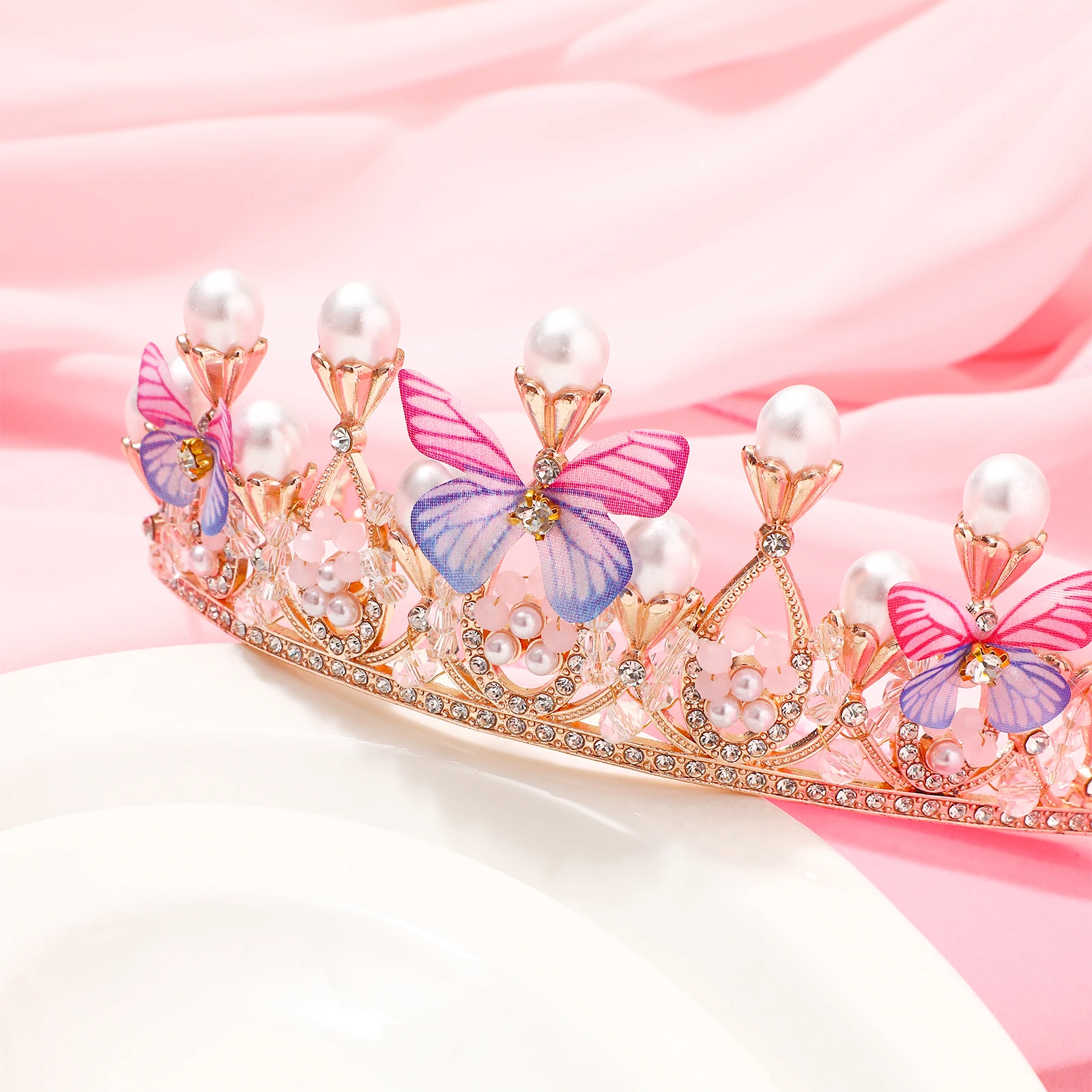 

Crown Butterfly Headband Headpiece Jewelry Girl Party Hair Hoops Headbands 's Miss