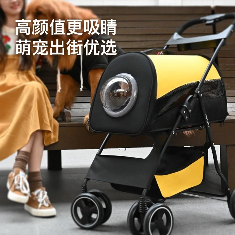 عربة الحيوانات الأليفة الخارجية، مدرب سفر للقطط والكلاب، عربة متعددة الوظائف وخفيفة الوزن وقابلة للطي وقابلة للفصل #5