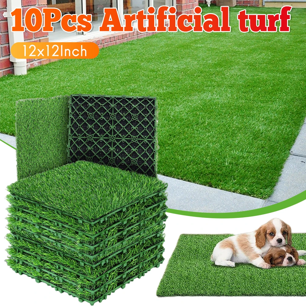 

10 шт., 30x30 см, блокирующая искусственная трава, газонная плитка, реалистичный синтетический коврик для искусственной травы, плавающий дизайн, защита от воды