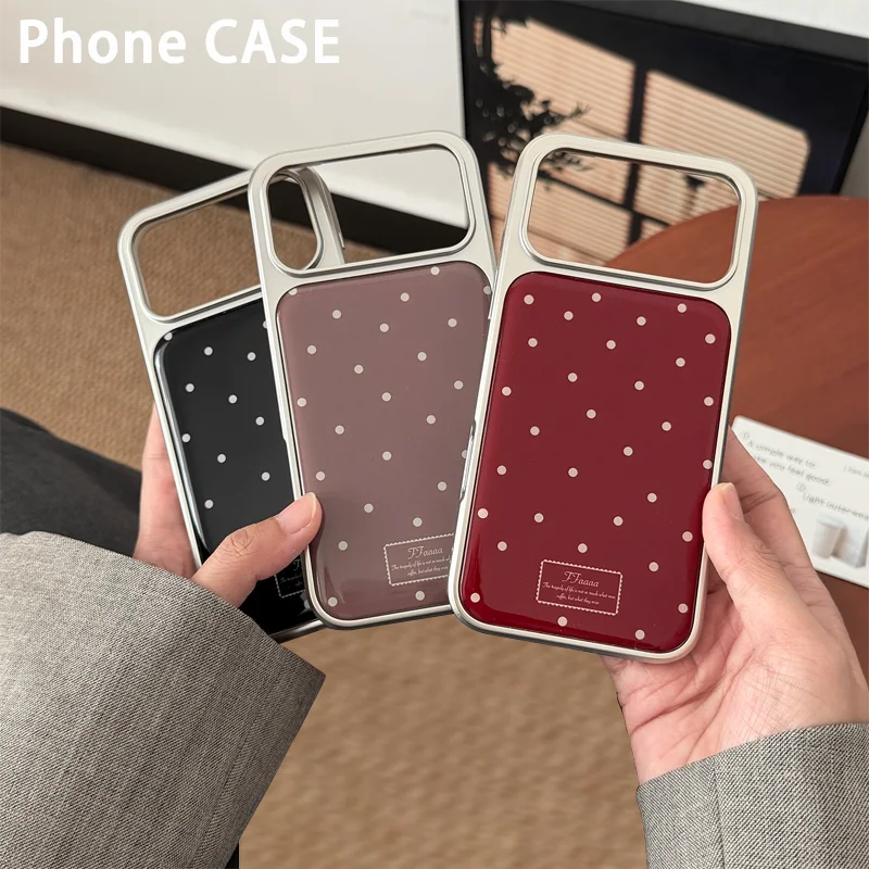 Retro Wave Point Love INS Koreanischer Stil Silberkanten-Epoxy Anti-Sturz Handyhülle für iPhone XR/11/12/13/14/15/16/17 ProMax