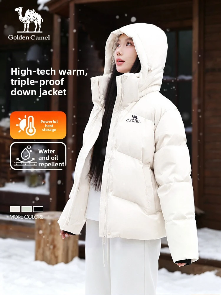 Golden Camel Winter Windproof Women Down Jacket Upgrade 600FP Ultra Dry Warm Padded Jacket Outdoor Ultralight Hiking Hooded Coat