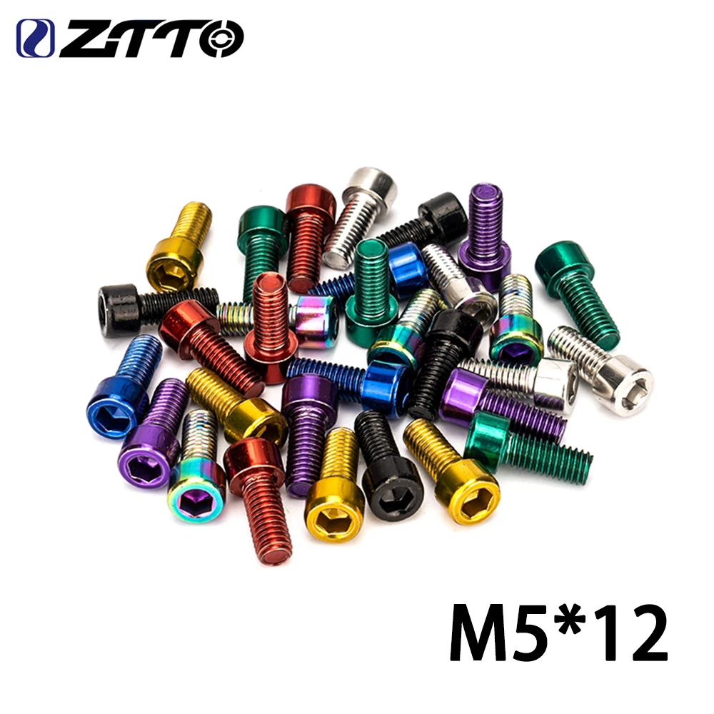 ZTTO 4Pcs M5×12mm Stainless Steel Hex Socket Screws for MTB Road Bike Water Bottle Cage Bottle Holder Mounting Bolts