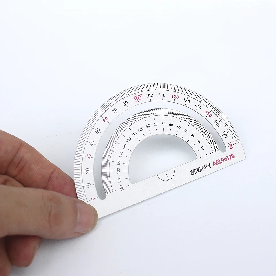 4pcs/set New Aluminum Ruler Aluminum Protractor Students Maths Geometry Metal Stationery Ruler Set Office School Supplies