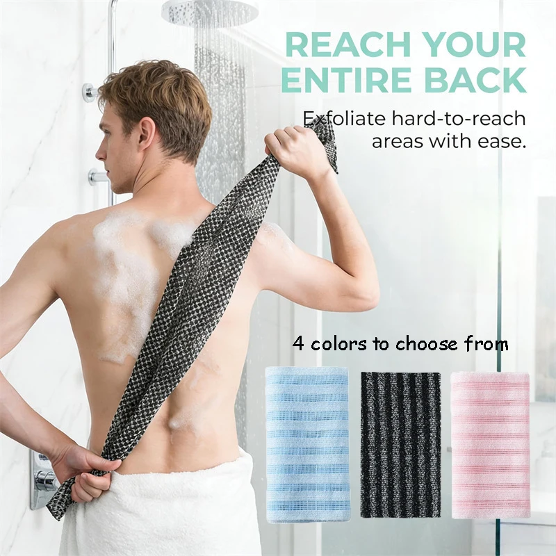Exfoliating Washcloth Back Scrubber for Shower for Men Silver-ion Multi-Function Foam Bath Towel Ultra-Long Exfoliating Towels