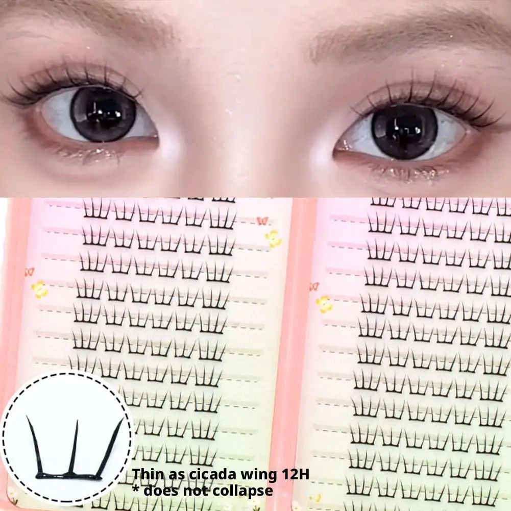 Faux-cils naturels denses, segmentés, sans colle, Extension de cils, groupe de femmes coréennes, légèrement recourbé, grappe de cils