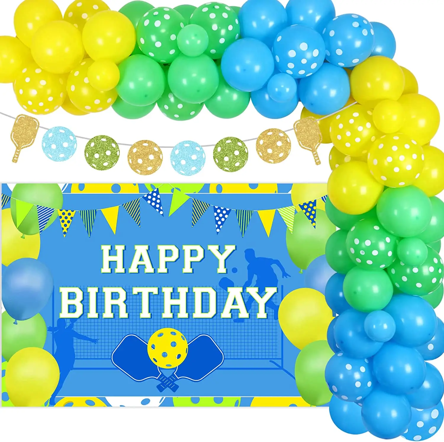 

Pickleball Birthday Decorations, Backdrop Banner, Balloon Garland Kit, Birthday Party Supplies