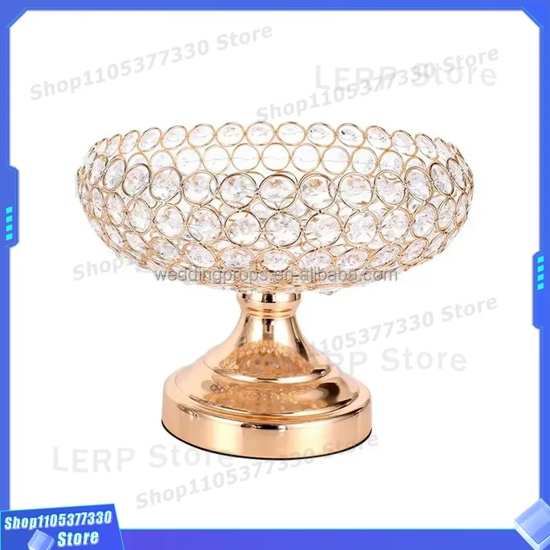 Luxury European Style Crystal Fruit Tray Metal Storage Basket for Wedding Decoration Home Organizer Custom Wholesale Supply