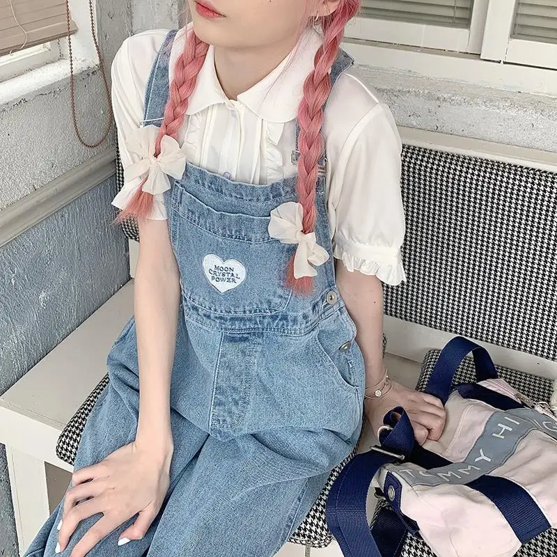 

2022 Summer and Autumn New Women's Trousers Loose Embroidered Jumpsuit Embroidered Denim Overalls