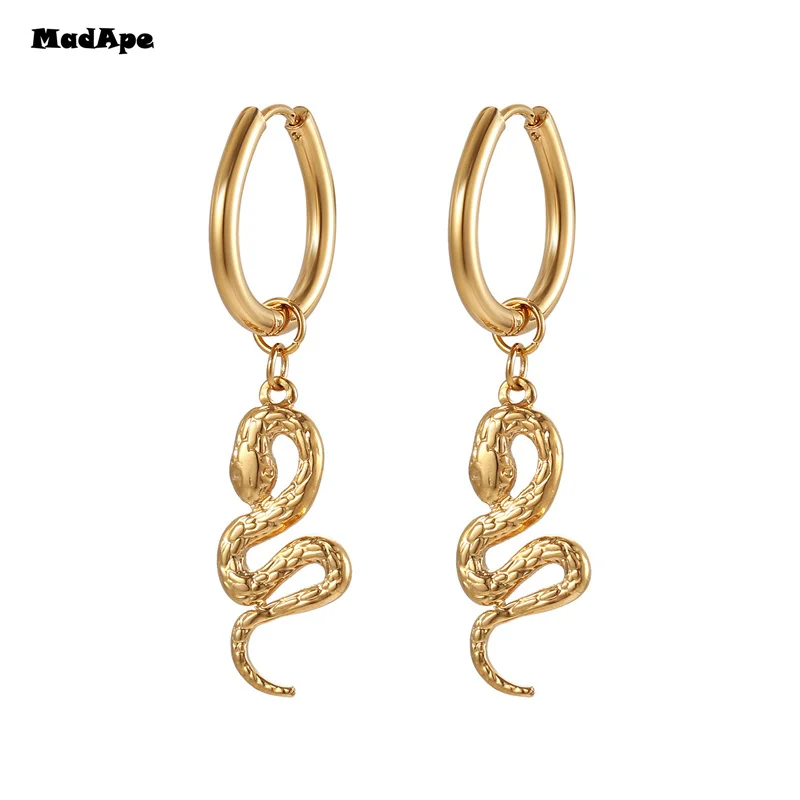 intage Snake Earrings for Women Charm Gold Color Round Ear Clips Female 2022 Trend Ear Cuffs Valentine's Day Gift Jewelry