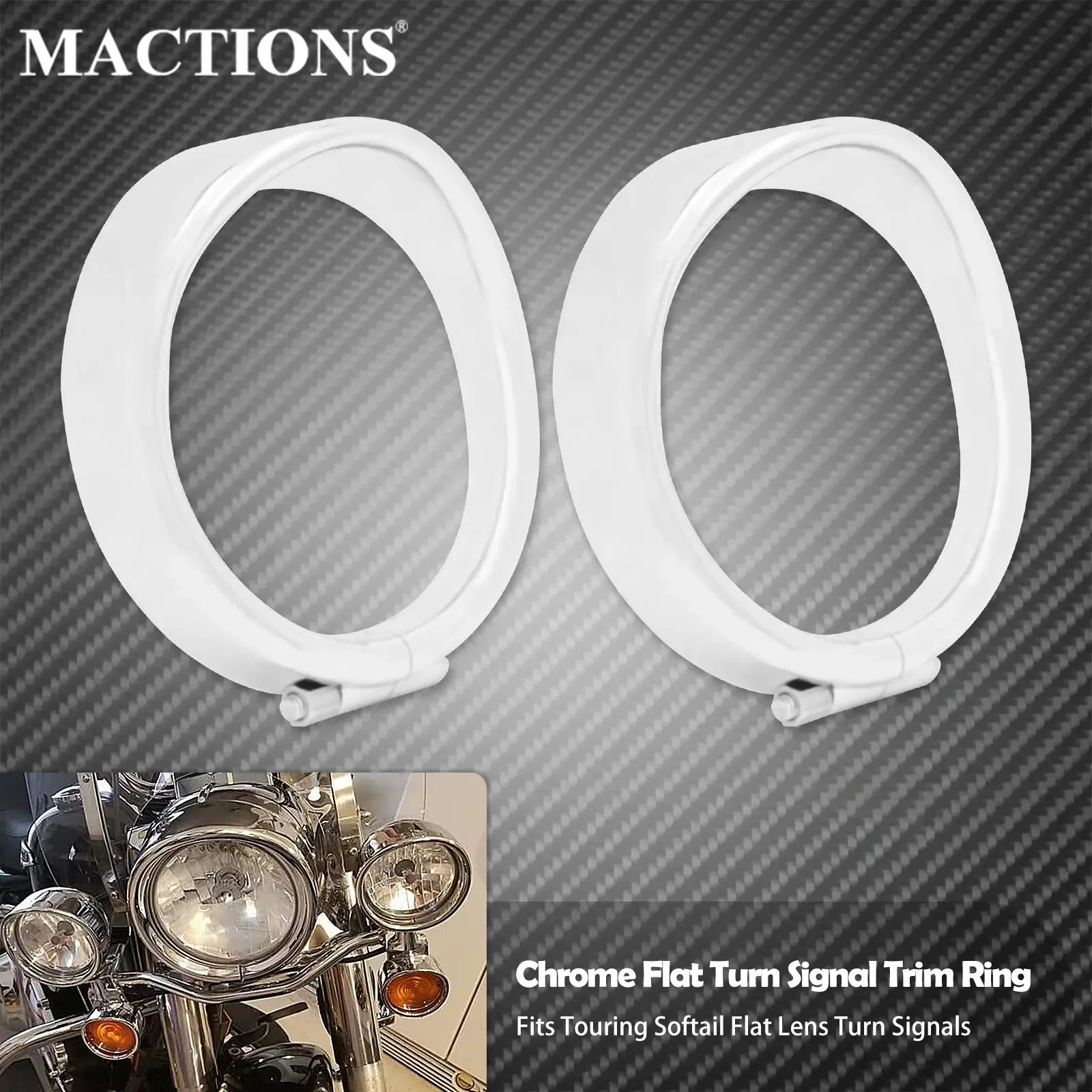 

Motorcycle Metal Chrome Visor Style Turn Signal Lamp Trim Ring For Harley Touring Road King FLHR FLSTC Electra Glide Softail