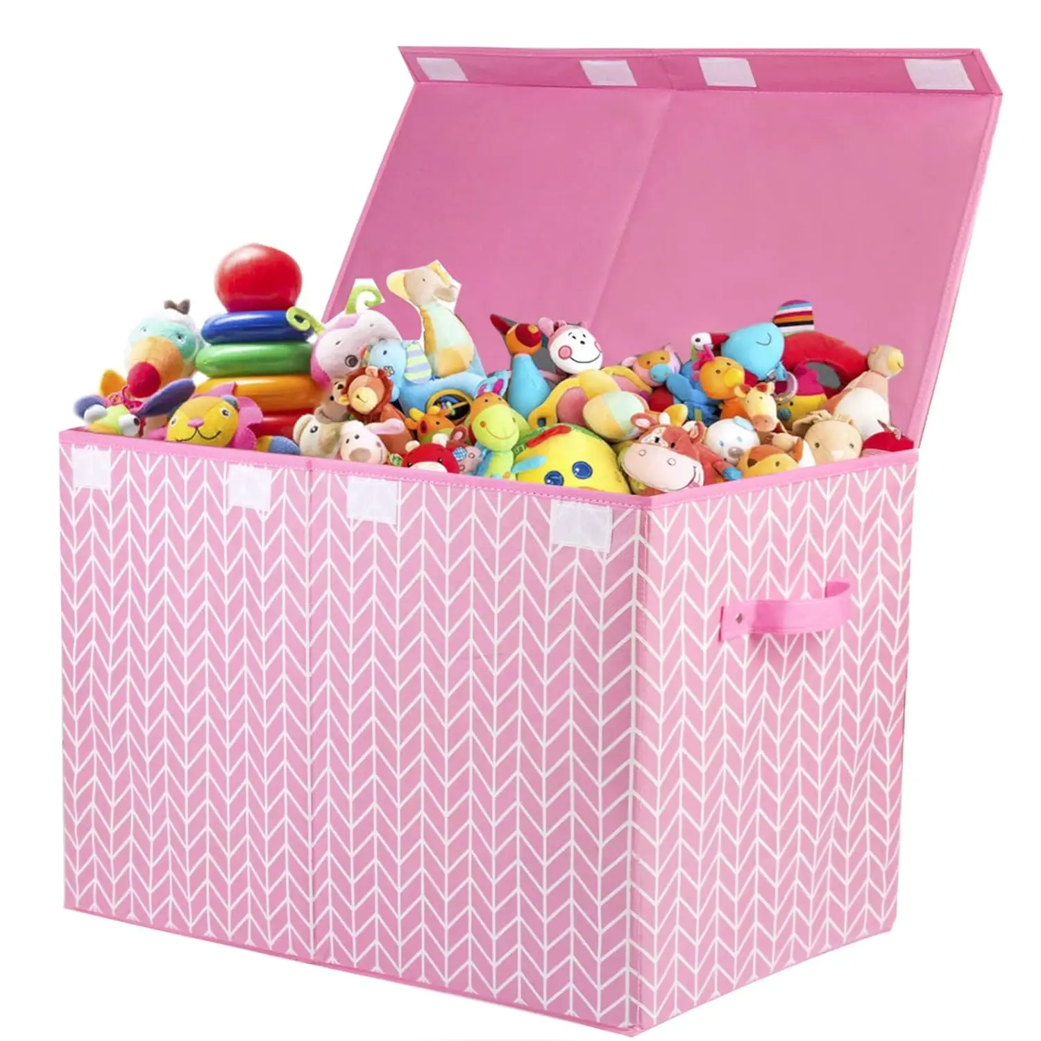 

Large Pink Toy Storage Box with Lid for Kids, Sturdy Organizer for Living Room, Nursery, Bedroom