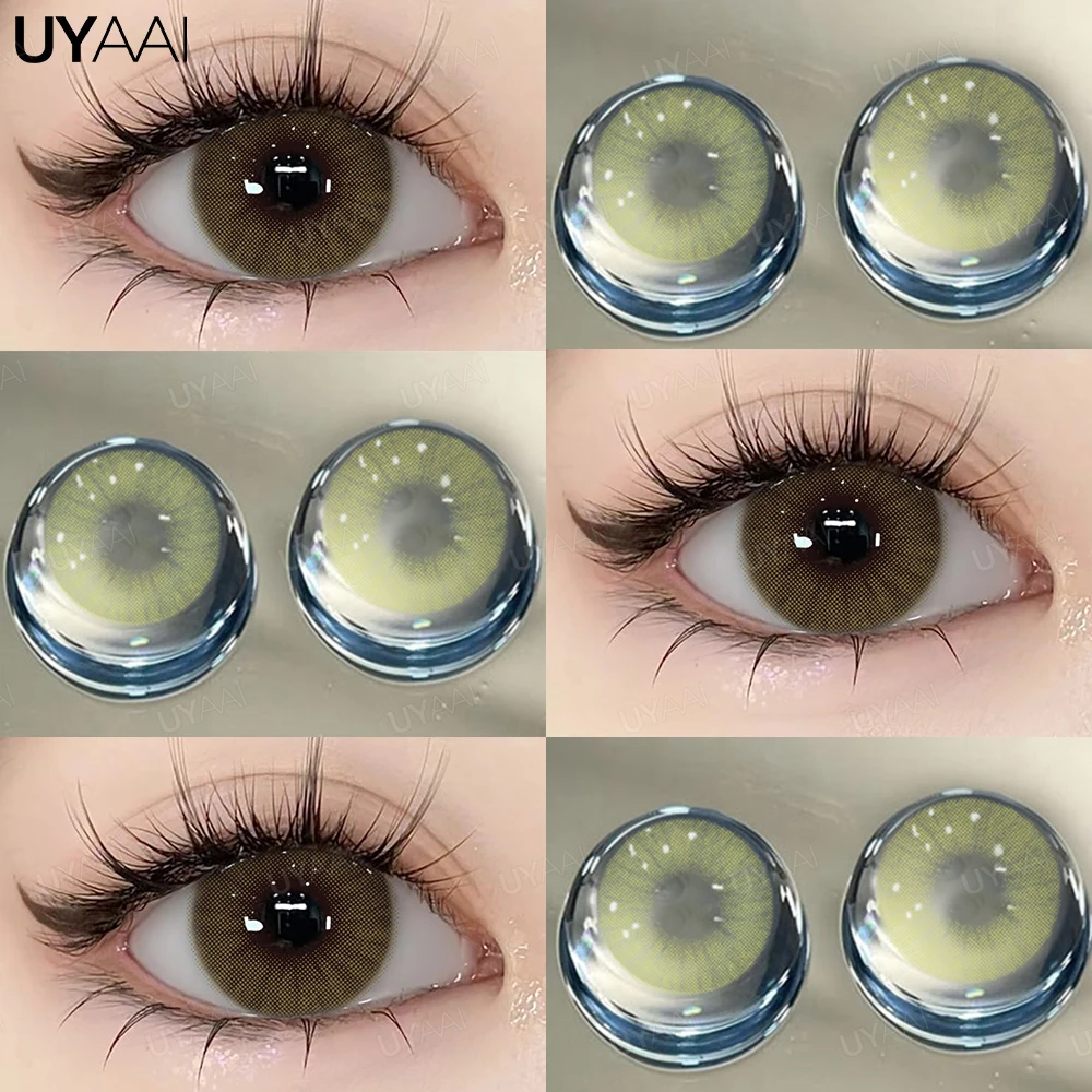 UYAAI 1 Paar farbige Kontaktlinsen für Augen, braune farbige Linse, natürliche graue Augen, Kontakt, jährliche Schönheit, Make-up-Linse