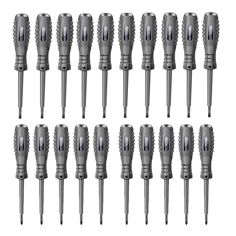 

AB46-20PCS Straight/Cross Screwdrivers Indicator Meter Electric Pen Insulated Electrician Highlight Pocket Tester Pen Tools