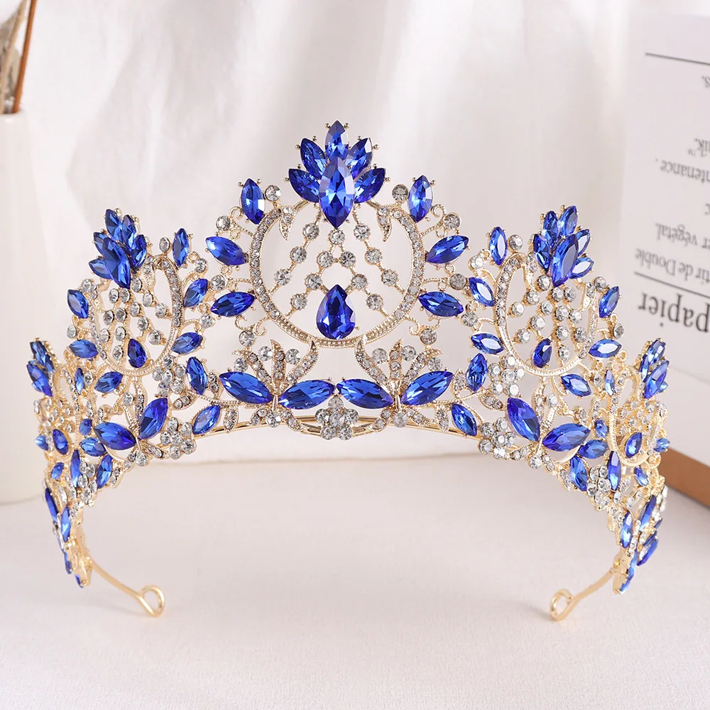 KMVEXO-Diadema de boda barroca para mujer, coronas y Tiaras nupciales, accesorios de joyería para el cabello, tocado de diamantes de imitación, diadema de Reina