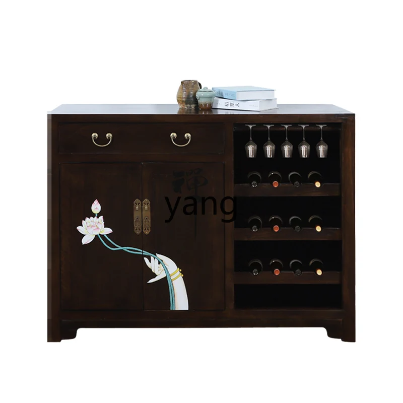

LMM New Chinese Zen Solid Wood Porch Living Room Wine Cabinet Storage Hallway