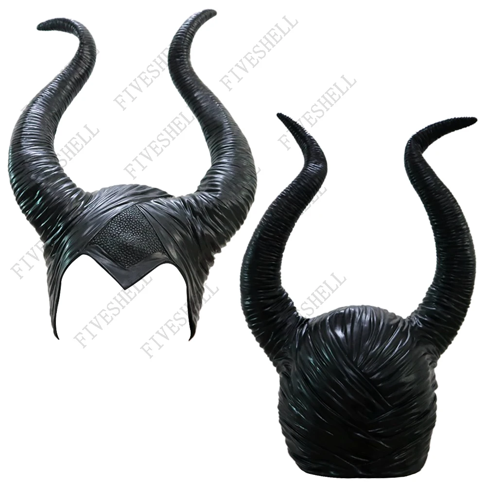 Halloween Party Fancy Costume Trendy Genuine Latex Maleficent Horns Adult Women Headdress Decoration Jolie Cosplay Headpiece Hat