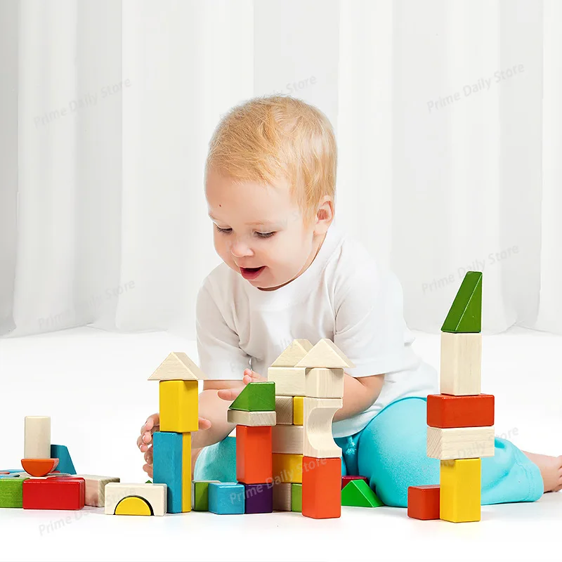 Large particles building block beech solid wood can bite the prince mother kindergarten early  educational toys 3-6 years old
