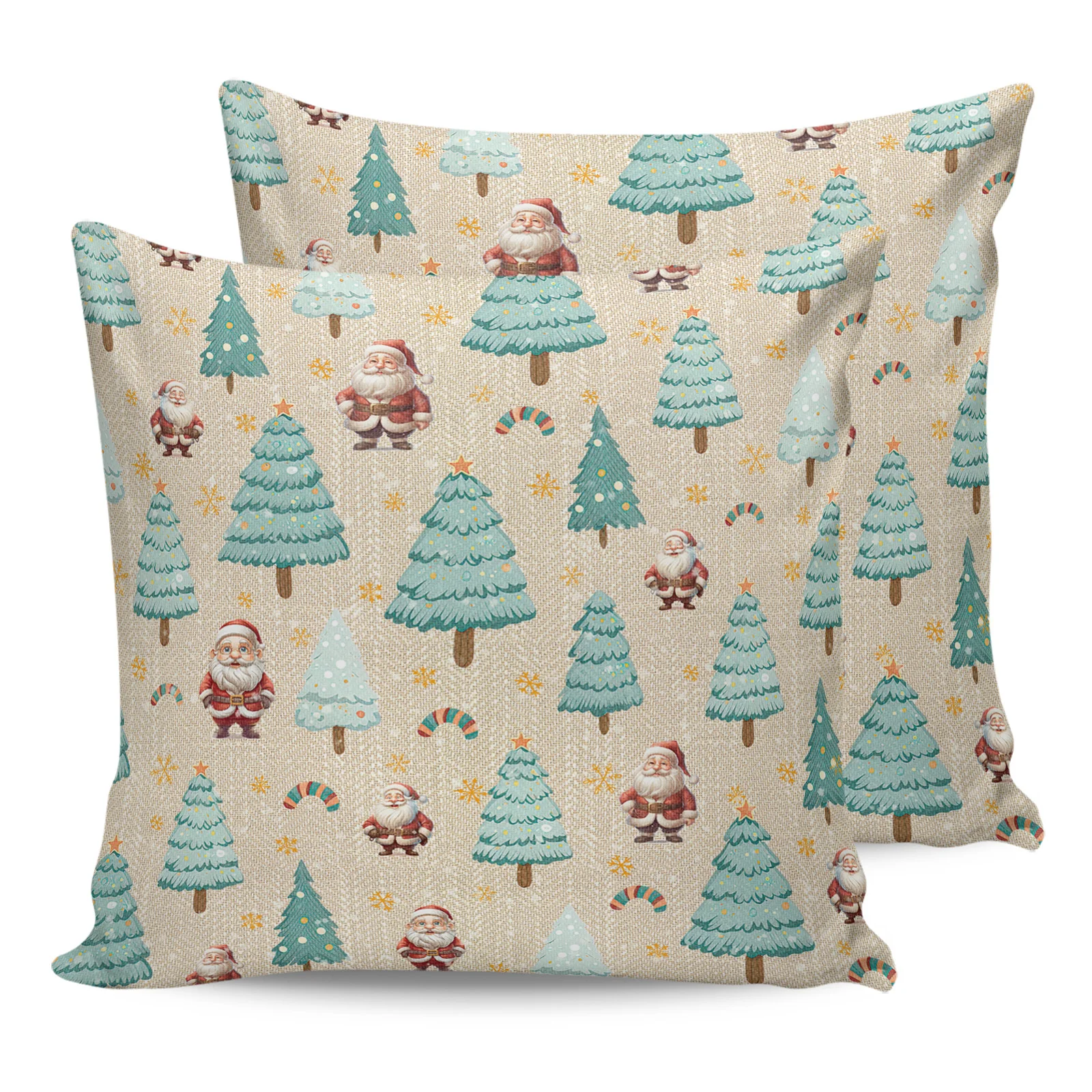 Christmas Tree Santa Claus Snowflake 2/4PCS Outdoor Garden Chair Waterproof Cushion Cover Home Decor 45/50/60cm Pillow Case