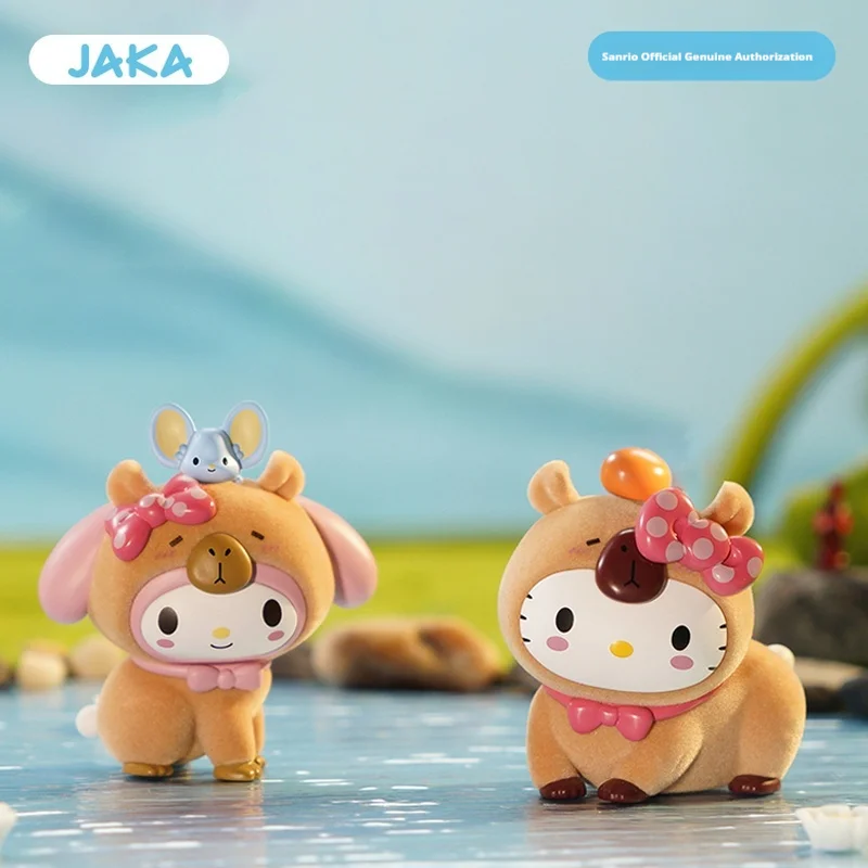 

Sanrio Capybara совместная глухая коробка, подлинная коллекционная фигурка, серия «ленивая морская свинка», кавайное украшение для стола, подарок для фанатов