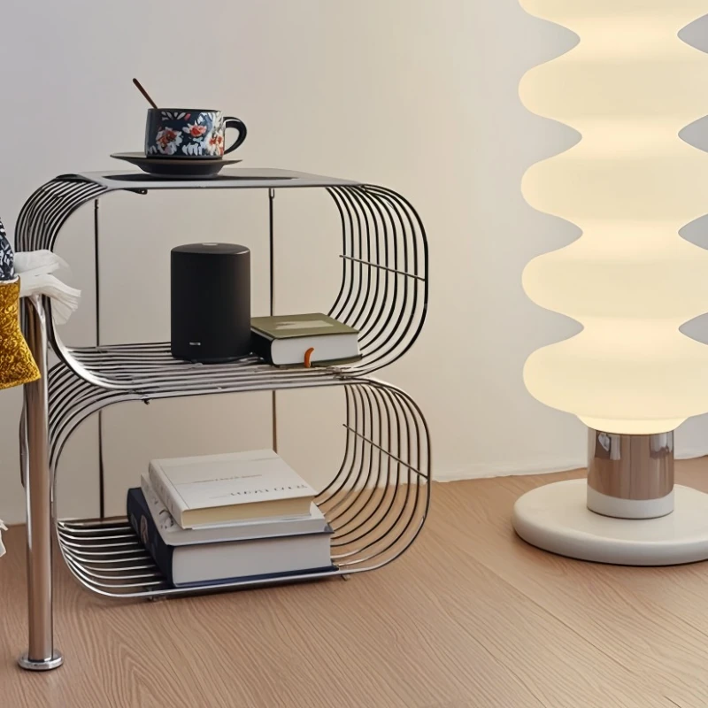 Stainless Steel Wall Bookshelf Minimalism Side Table for Living Room Modern Designer Coffee Tables