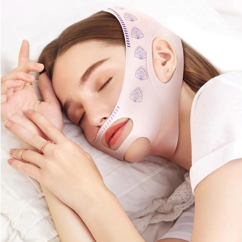 Double Layer Upgraded Chin Up Mask V-Line Face Lift Tighten Mask Face Lifting Belt Anti Wrinkle Facial Massage Strap Skin Care ﻿
