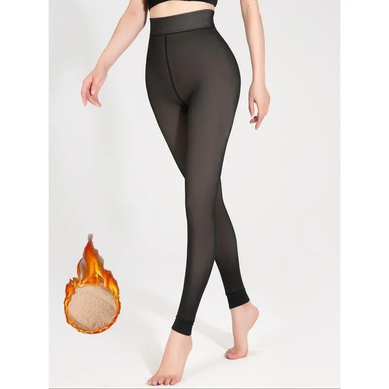 Black See through Leggings Transparent Base Layer Pants Neutral Gender Spring Collection 100% Other Material Fashionable Wome...