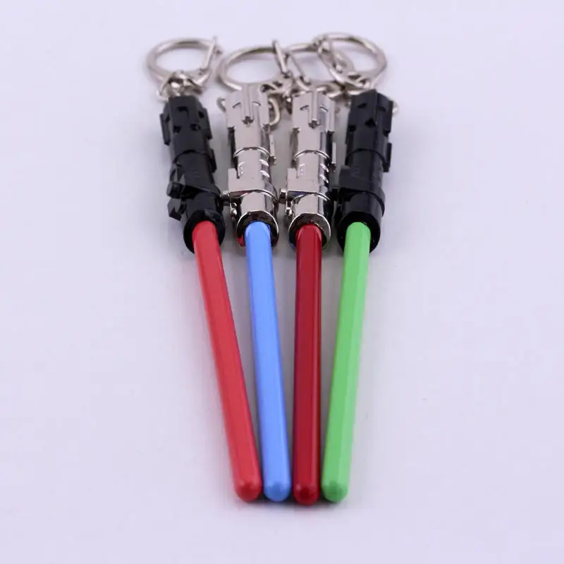 Movie Jewelry Lightsaber Keychain Cosplay Toys War Metal Keychain Light Saber Key Ring Kids Gift