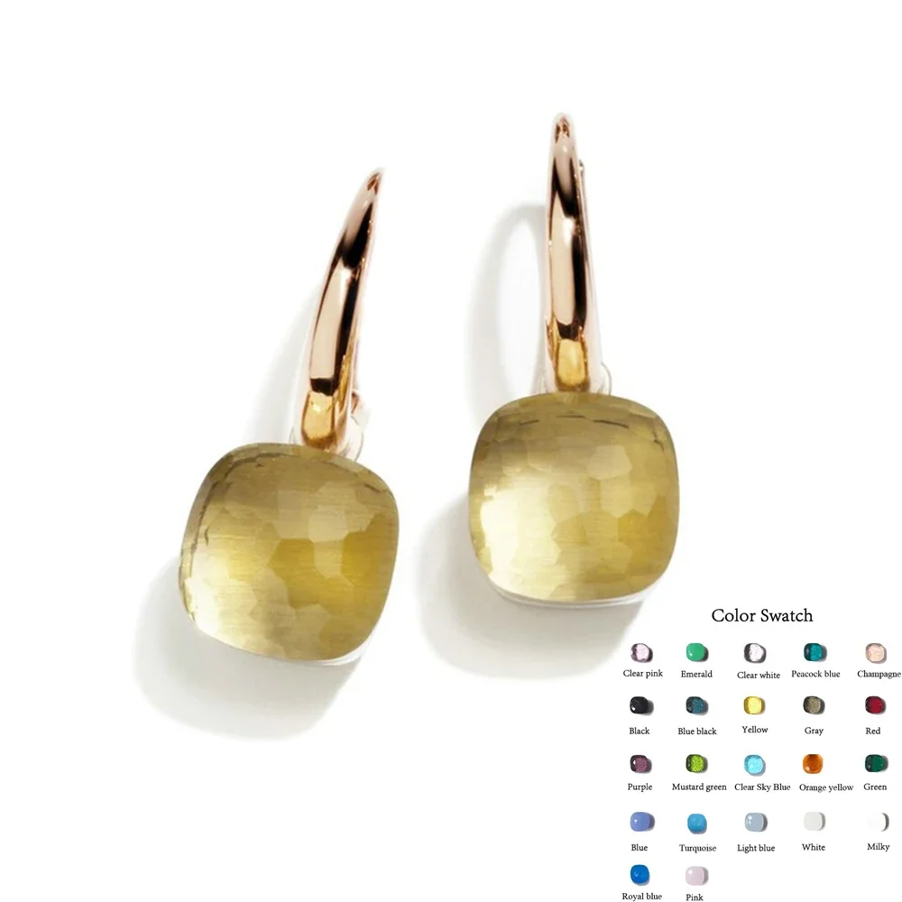 Classics 22 Colors Crystal Candy Water Droplets Style Earrings 3 Gold Color Drop Earring For Women Fashion Jewelry