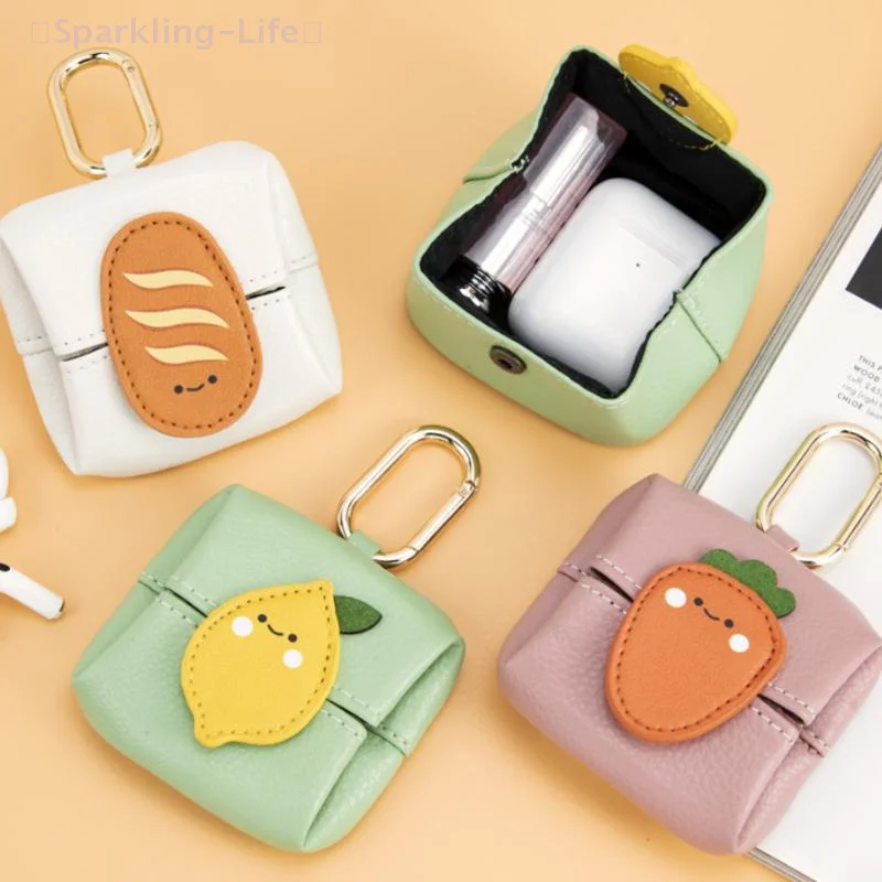 

【JYA1】Cute Cartoon Earphone Bag Pendant Microfiber Leather Mini Lipstick Storage Bag Coin Purse Multipurpose Wallet