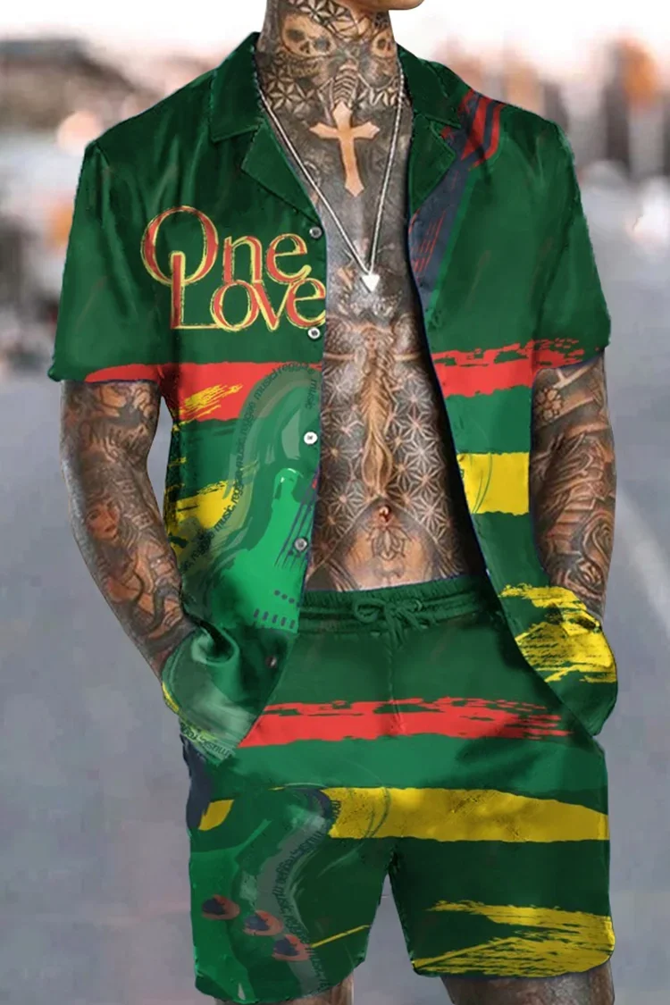 أزياء الرجال مجموعات طباعة التلبيب 3D طباعة قصيرة الأكمام عارضة قميص هاواي صيفي شورتات للبحر 2 قطعة مجموعة عطلة هاواي رجل الدعاوى