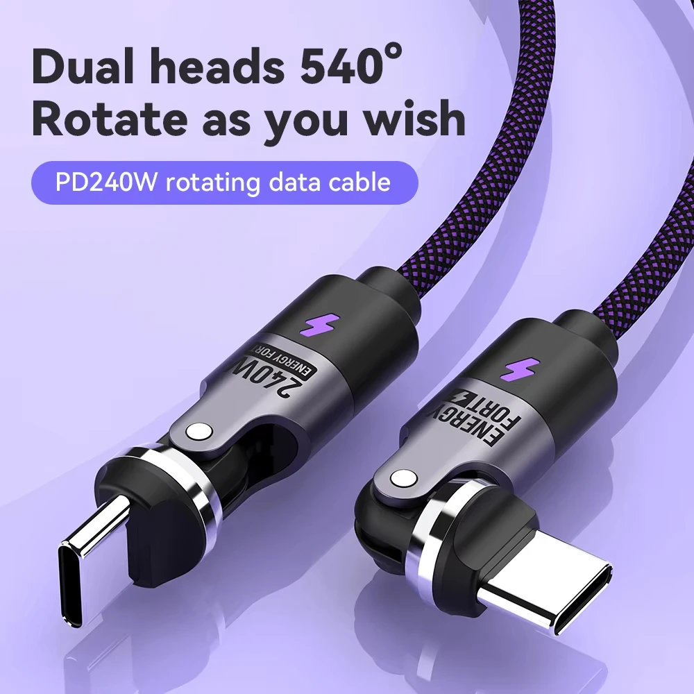 240W PD3.1 Fast Charging Cable 540° Rotation Type C to C 5A 
