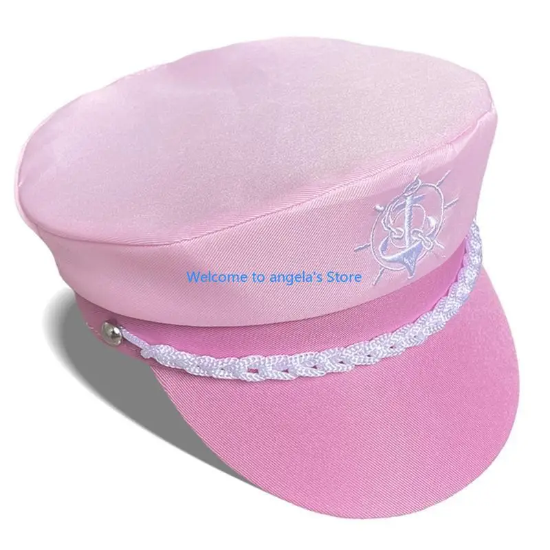 

X4YC Embroidery Captain Hat Billycock Costume for Women Teenagers for Sailor Party Wear Girl Costume Cosplay