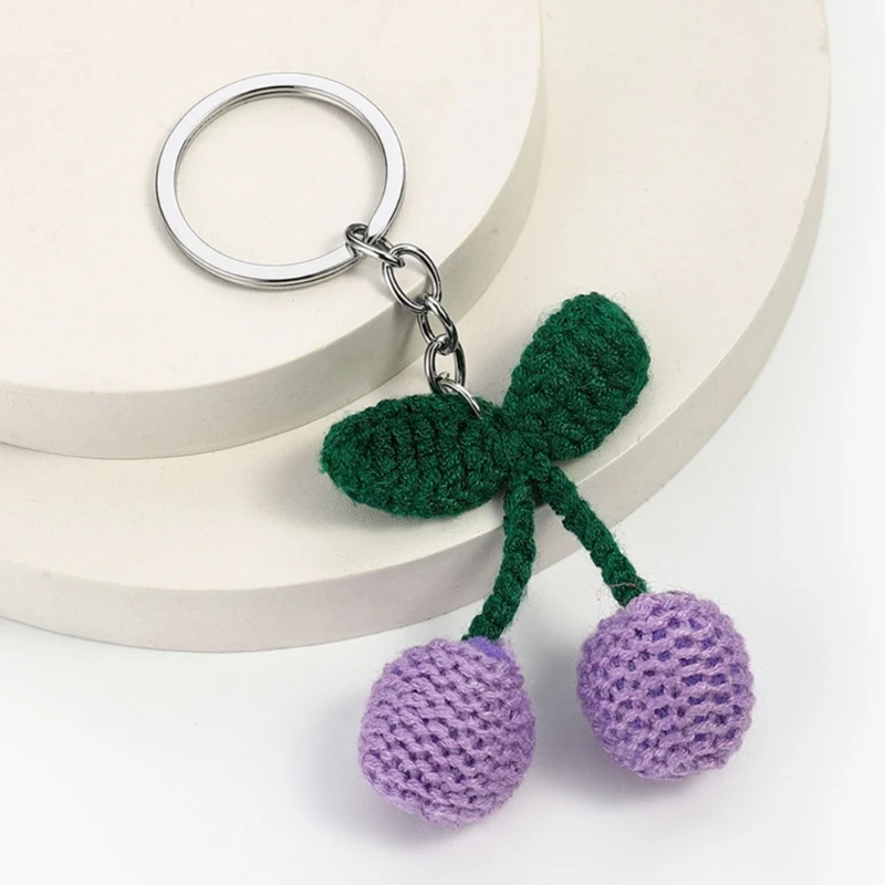 Einzigartiger Kirsch-Charm-Anhänger, robustes Garn, handgefertigte gestrickte Designs, Zubehör für Schlüsselanhänger und personalisierte Geschenke