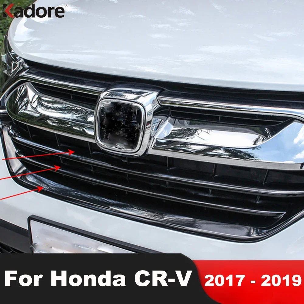 

Передняя центральная решетка, накладка на решетку для Honda CR-V CRV 2017-2019, хромированные автомобильные аксессуары, гоночная решетка, молдинг, декоративная полоса