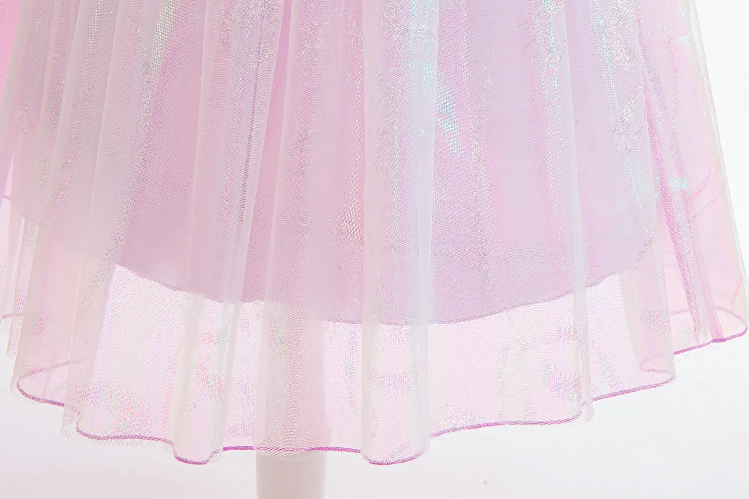 Glänzendes Tüll-Prinzessinnenkleid für Mädchen, langes, transparentes Netzkleid mit Rüschenärmeln für Geburtstag, Halloween-Party, Cosplay – Detail 9