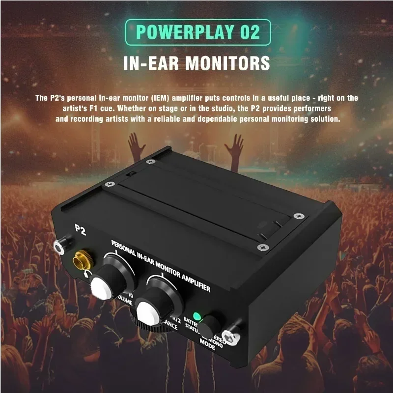 P2 Headphone amplifier, 1 buah Headphone Monitor logam hitam cocok untuk pidato/Streaming langsung