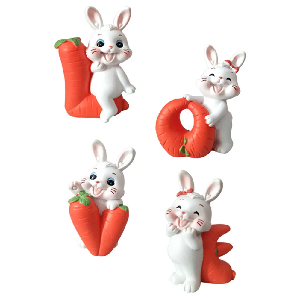 

4 Pcs Mini Rabbit Figurines Resin Bunny Statues Diverse Colors Realistic Details Home Yard Garden Decor Mini Toys