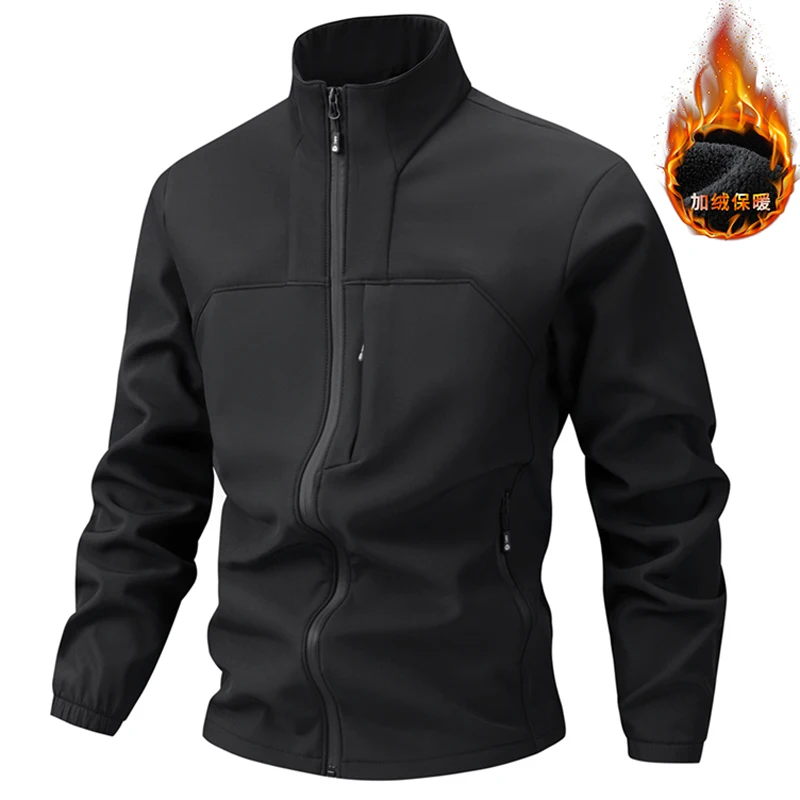 سترة رجالية ناعمة للخريف والشتاء، سترة صوفية للرجال، سترة واقية بياقة واقفة للرجال، سترة مضادة للماء، ملابس رجالية غير رسمية