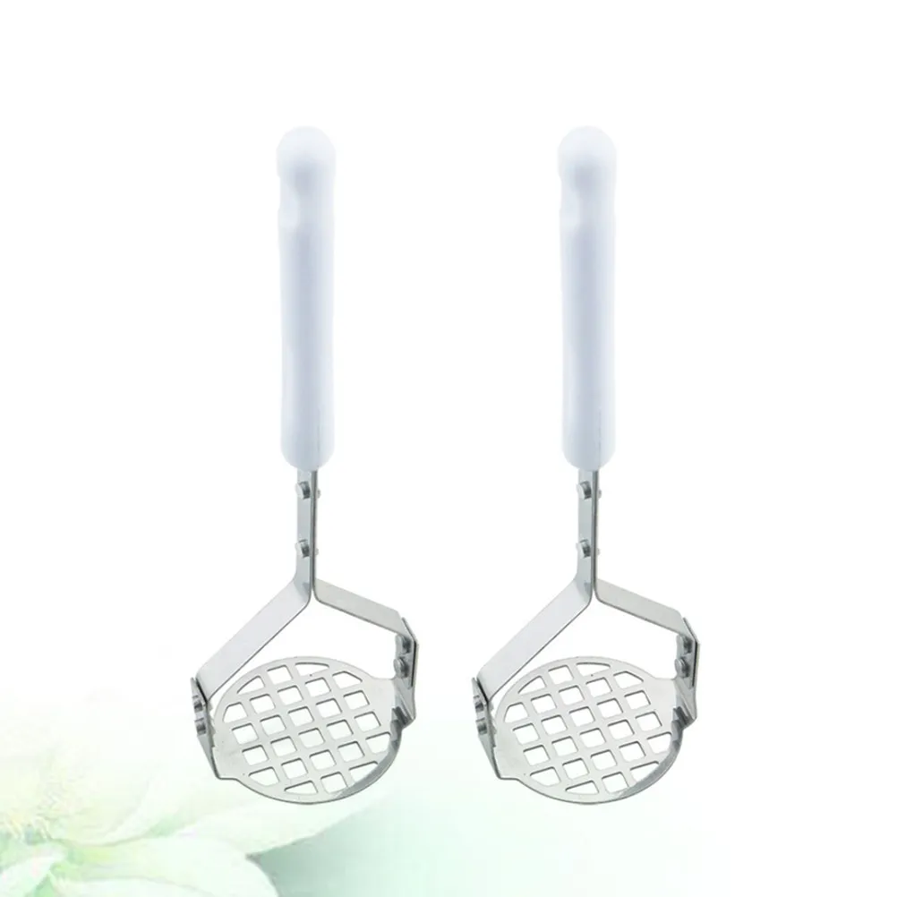 2 Piezas de Prensa para Patatas Profesional de Acero Inoxidable con Mango de Silicona Resistente al Calor y Diseño Hueco para Puré de Patatas