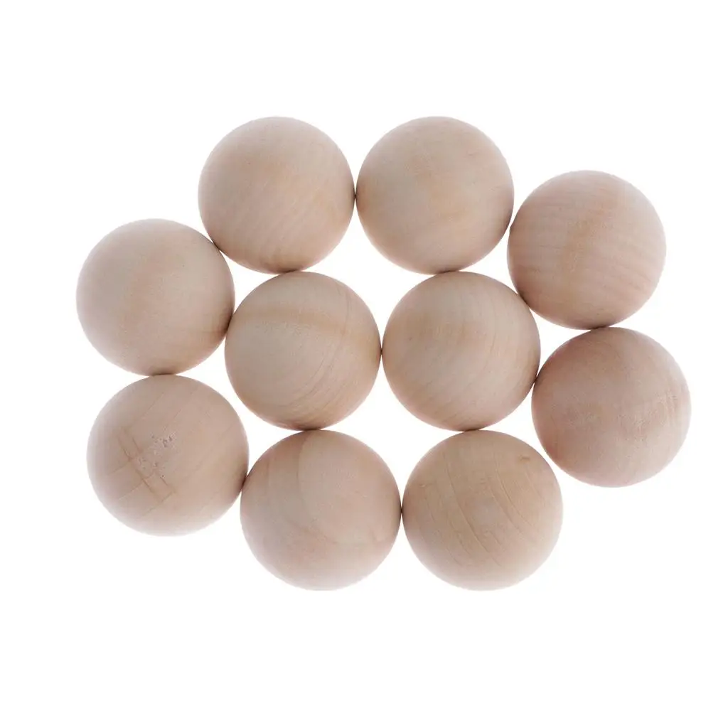 10 pcs Hardwood Balls - Natural Solid Wood Balls Beads for Crafts - 40mm Dia.