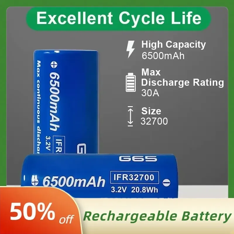High-Quality New IFR32700 G65 6500mAh 3.2V Lifepo4 Rechargeable Battery for Toys Power Tools Home Appliances Electric
