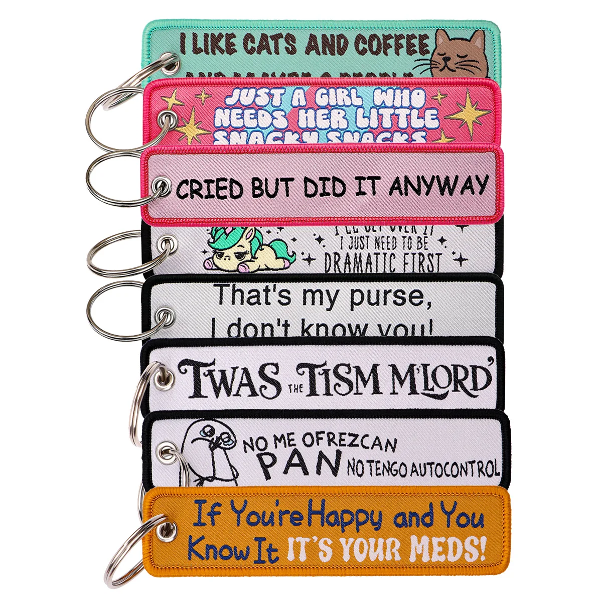 

Motivational Phrase Embroidery Key Fob Pink Key Tag For Cars Backpack Keychain Fashion Keyring Gifts for Men Women Accessories