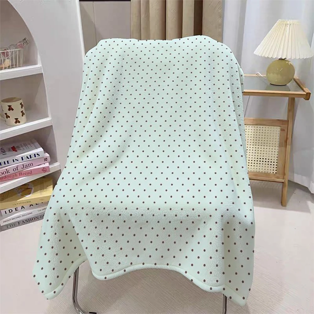 Mint Green Polka Dot Blanket, Soft Flannel Air Conditioner Throw, Lightweight Cozy Fleece Blanket for Sofa Bed Office, Warm Nap
