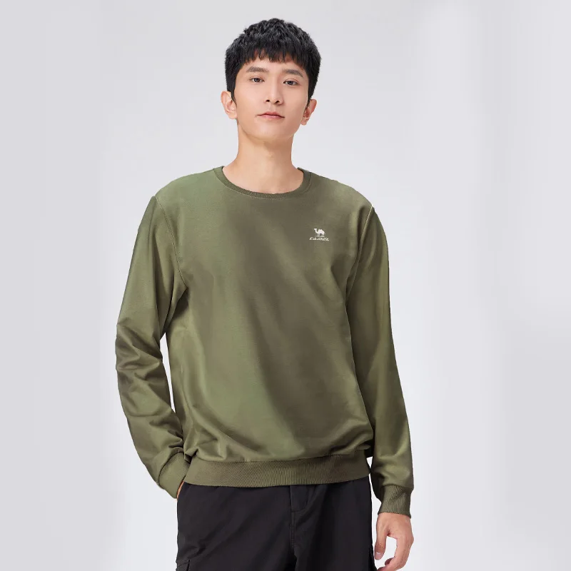 GOLDEN CAMEL Hiking Shirts for Men Round Neck Long-sleeved Pullover Sweatshirt Casual Loose Sports Top Clothes Autumn 2024 New