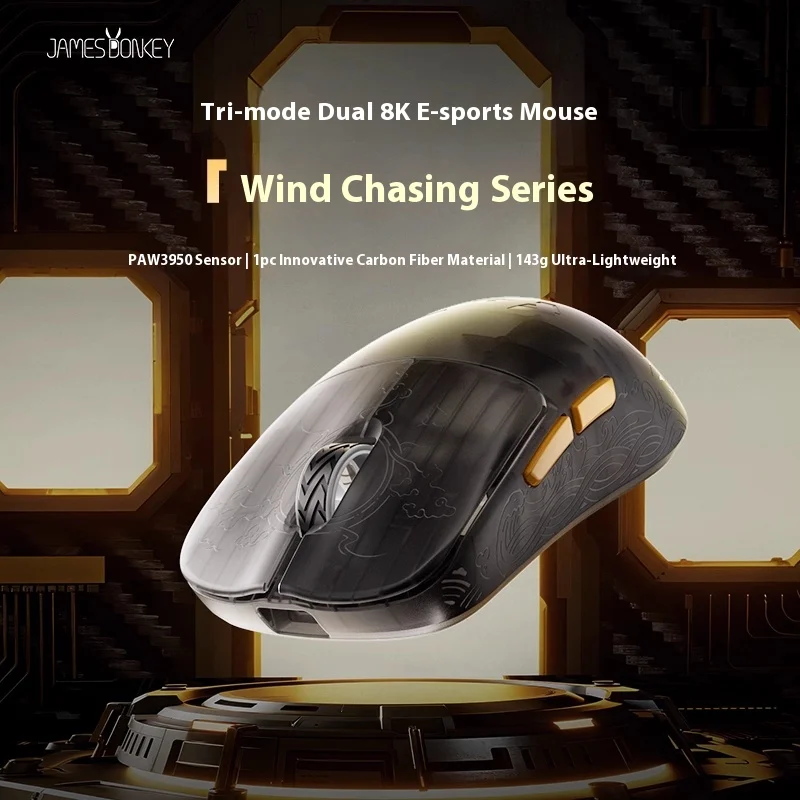 

Jamesdonkey Rsr7 Ultra Carbon Fiber Mouse Tri Mode Wireless Bluetooth Gaming Mouse 8k Paw3950 43g Lightweight Ergonomic Mouse