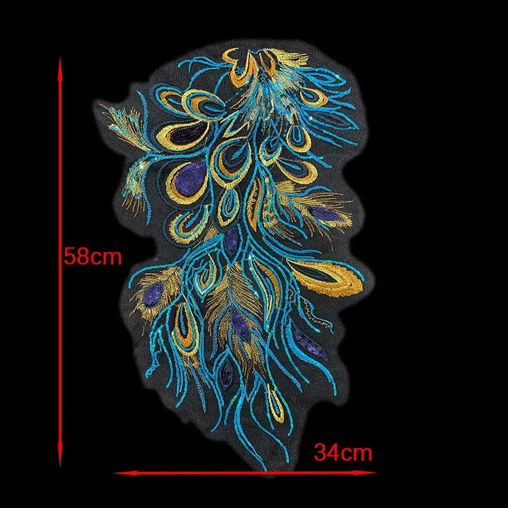 Bordado costura em remendos lantejoulas bordado remendos diy azul rendas apliques ferro em remendos vestidos