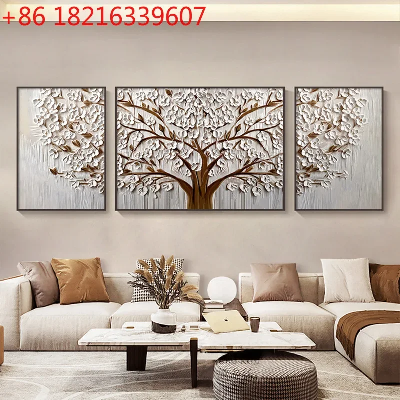 Decorative painting abstract flower texture sofa background wall hanging painting light luxury high sense mural