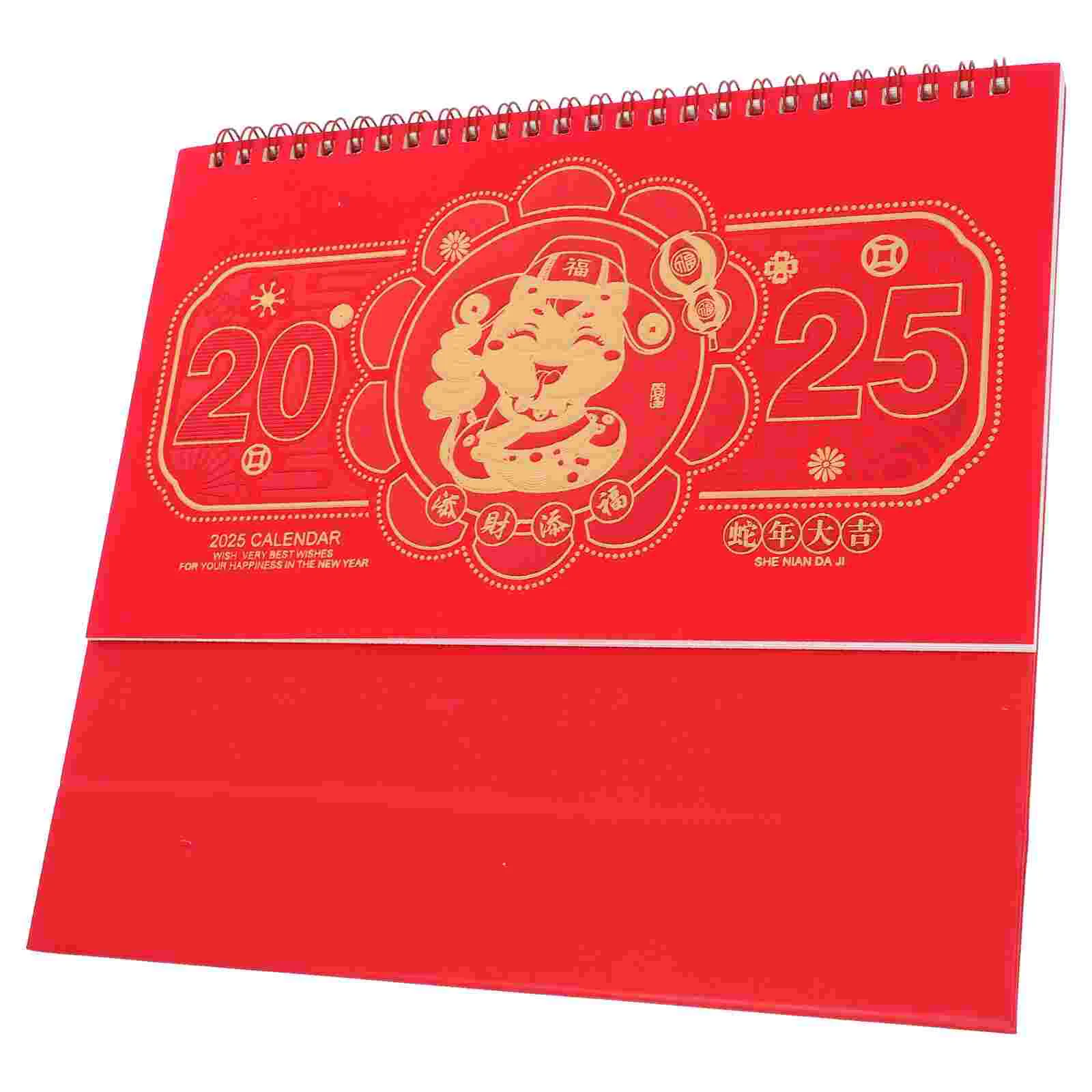 

Year Snake Desk Calendar 2025 Bronzing Office Decor Academic Small Red Daily Planner