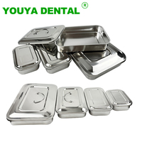 Dental Instruments Tray With Lid Stainless Steel Surgical Medical Disinfection Box Rectangular Plate Sterilization Container New