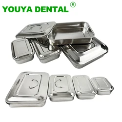 Dental Instruments Tray With Lid Stainless Steel Surgical Medical Disinfection Box Rectangular Plate Sterilization Container New